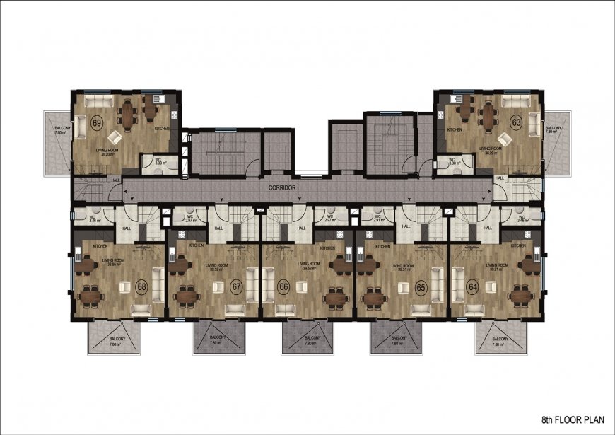 Квартиры планировки 1+1 в строящемся комплексе в рассрочку в уютном пригороде Демирташ
