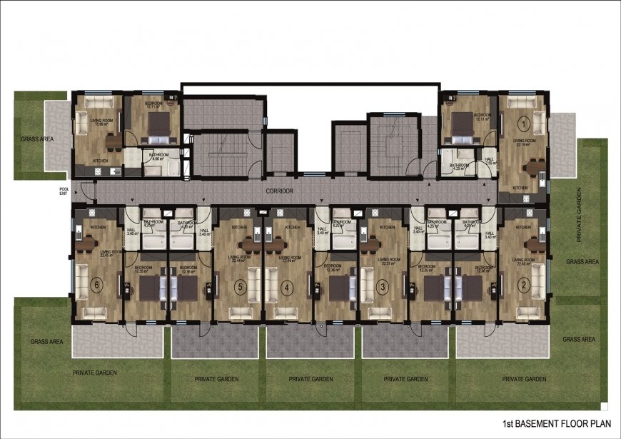 Квартиры планировки 1+1 в строящемся комплексе в рассрочку в уютном пригороде Демирташ