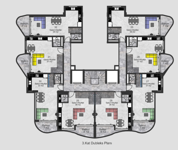 Потрясающий своей архитектурой новый комплекс в Оба, Аланья.