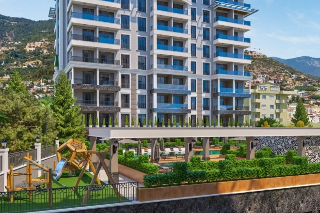 Пентхаус 2+1 под ВНЖ, с панорамным видом на море и крепость в комплексе в районе Клеопатра