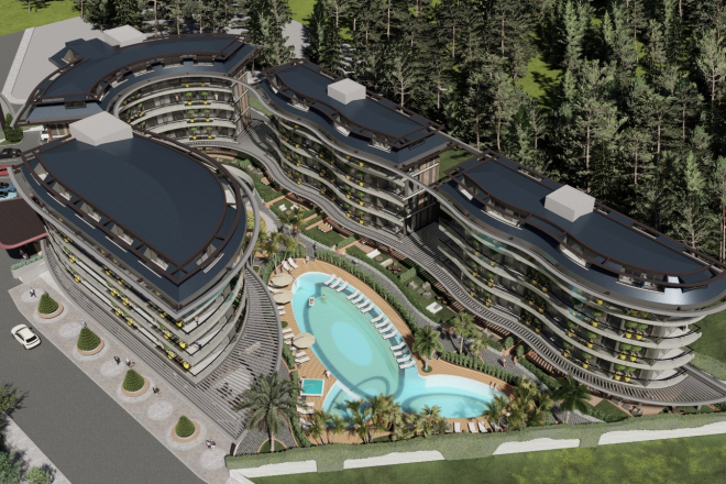 Элитные квартиры 1+1  в центре Аланьи, район Оба — 300 м до моря, люкс-инфраструктура, подходит для ВНЖ