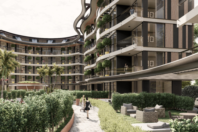 Элитные квартиры 1+1  в центре Аланьи, район Оба — 300 м до моря, люкс-инфраструктура, подходит для ВНЖ