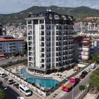 Стильная квартира 1+1 в районе Оба — 600 м до моря, премиум-комплекс, возможна под краткосрочную аренду