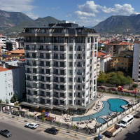 Стильная квартира 1+1 в районе Оба — 600 м до моря, премиум-комплекс, возможна под краткосрочную аренду