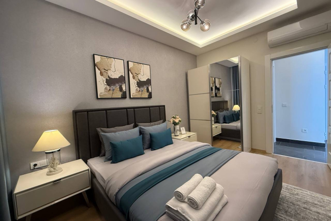 Современная 1+1 квартира в Махмутларе с расширенной инфраструктурой для отдыха