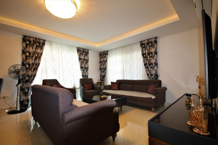 Пентхаус 3+1 у пляжа Клеопатра в Аланье — меблированный дуплекс 180 м² в 400 м от моря