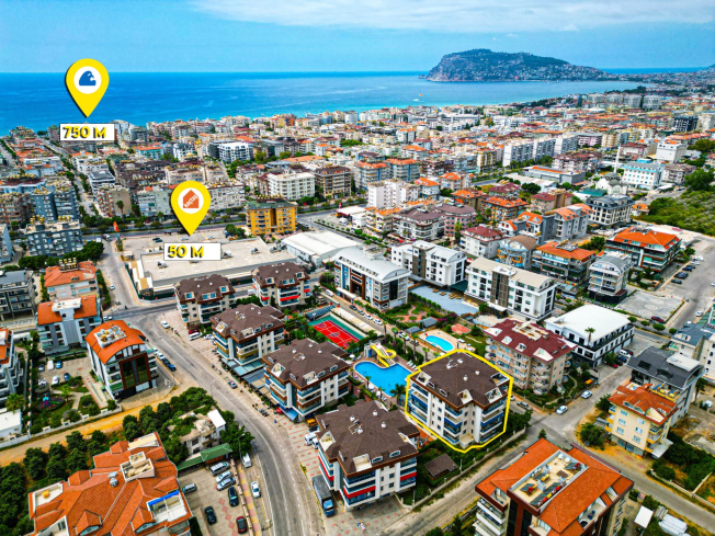Купить квартиру с двумя спальнями в Оба, Алания — 135 м² и два бассейна