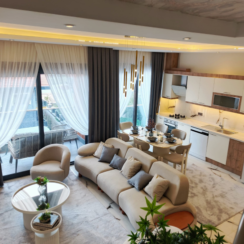 Купить меблированный пентхаус в Оба, Алания — 115 м² с видом на море