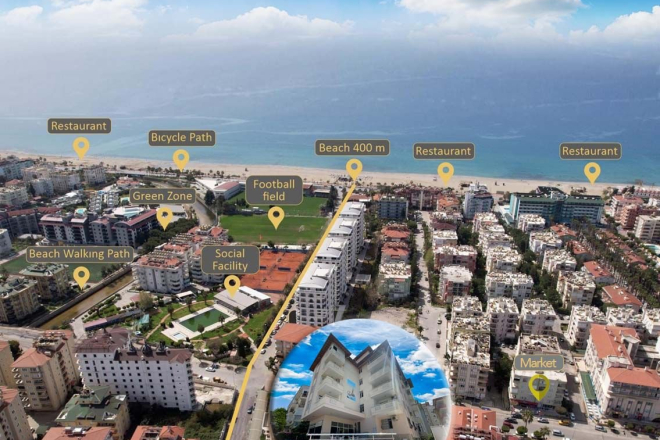 Квартира 1 спальня на продажу в центре Аланьи — 60 м², с мебелью